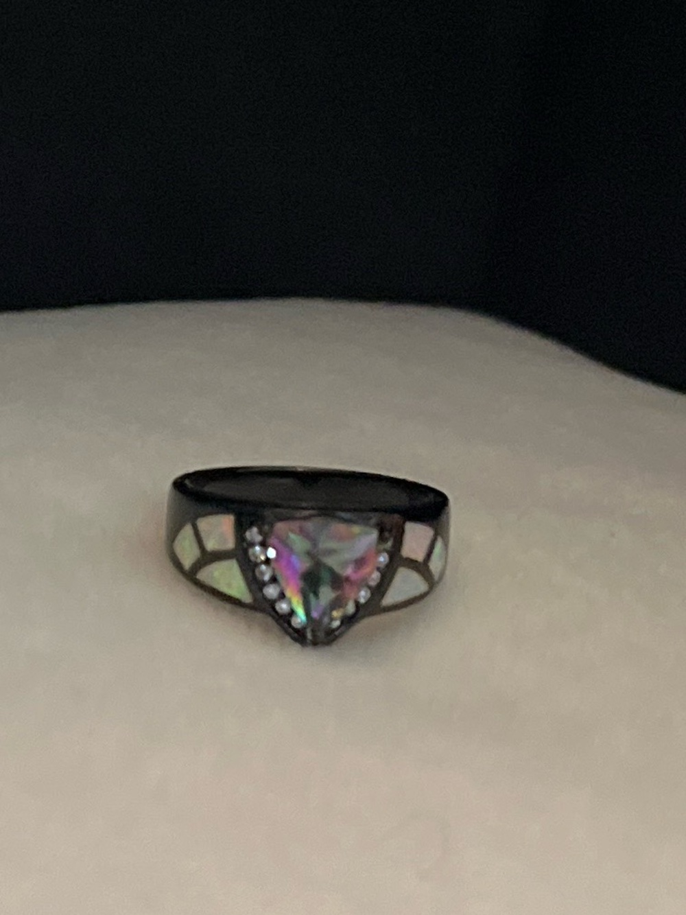 Multicolor Heart Accent Ring in Iridescent Tones - Women Jewelry